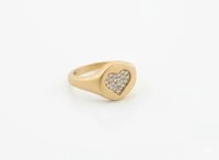 Anel Dedinho coração zircônia fosco Prata 925 Ouro 18 K