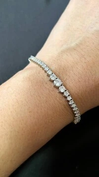Pulseira Riviera degradê zircônia16 cm Prata 925 Ródio