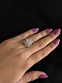 Anel Flor Zircônia Branca Prata 925 Ródio