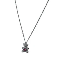 Colar Urso Rubi Prata 925 Ródio