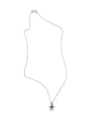 Colar menino Safira Azul Prata 925 Ródio