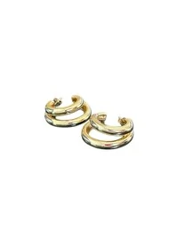 Brinco Argola Duplo 24/29mm Prata 925 Ouro 18K