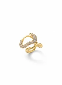 Anel um lado zircônia ajustável Prata 925 Ouro 18 k