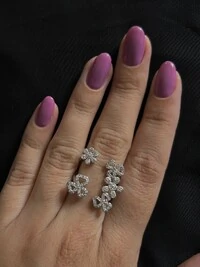 Anel Flor 5 Ajustável Zircônia Prata 925 Ródio