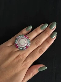 Anel Redondo Rubi Cristal Colors Prata 925 Ródio