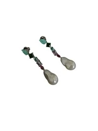 Brinco Longo Colors Pérola Prata 925 Ródio