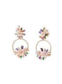 Brinco Flor Argola frontal madre pérola Prata 925 Ouro Rose