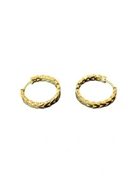 Brinco argola folha liso G Prata 925 Ouro 18 k