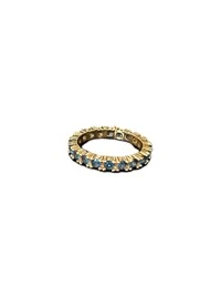 Anel aliança inteira Safira Azul Prata 925 Ouro 18K