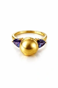 Anel Bola Ametista fusion Prata 925 Ouro 18 k