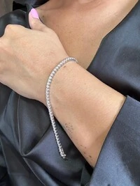 Pulseira Riviera pedra 2 mm 17 cm Prata 925 Ródio