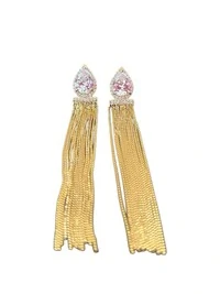 Brinco Franja Gota Zircônia Prata 925 Ouro 18 K