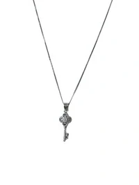 Colar Chave Zircônia Prata 925 Ródio