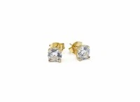 Brinco solitário cartier zircônia 7 mm Prata 925 Ouro 18 k