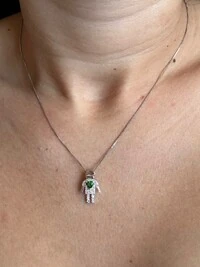 Colar Menino Esmeralda Zircônia Prata 925 Ródio
