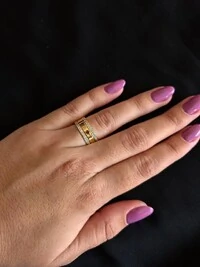 Anel aliança Saturno Prata 925 Ouro 18K