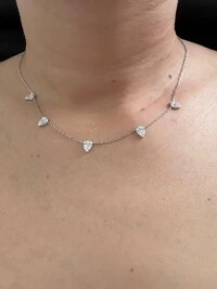 Colar 5 gotas zircônia bagueti Prata 925 Ródio
