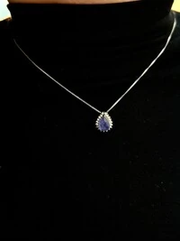 Colar Gota Tanzanita Zircônia Prata 925 Ródio