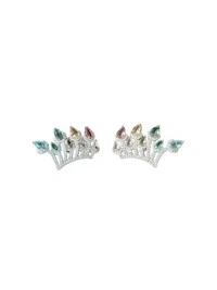 Brinco Colors cristal topázio azul e cristal ametista Prata 925 Ródio