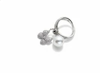 Anel pérola e borboleta penduradas zircônia Prata 925 Ródio