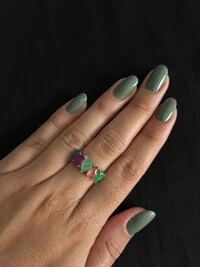 Anel meia aliança Gota colors Verde e Roxo Prata 925 Ródio