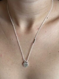 Colar coração cadeado inspiração Prata 925 Ródio