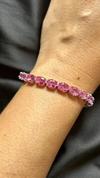 Pulseira Riviera oval topázio rosa fusion 17 cm Prata 925 Ródio