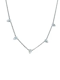 Colar 5 gotas zircônia bagueti Prata 925 Ródio