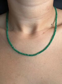 Colar Pedra esmeralda inteiro Prata 925 Ródio