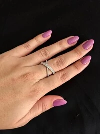Anel X Zircônia Prata 925 Ródio