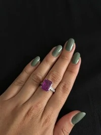 Anel Ametista Zircônia Quadrado Fusion Prata 925 Ródio
