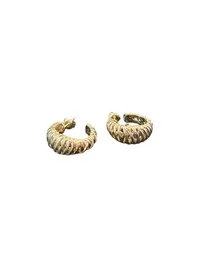 Brinco Meia Argola 24mm Trabalhada Vazada Prata 925 Ouro 18k