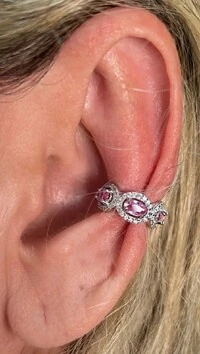 Piercing Fake Topázio Rosa prata 925 Ródio