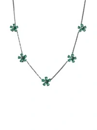 Colar 5 flores zircônia turmalina Prata 925 Ródio