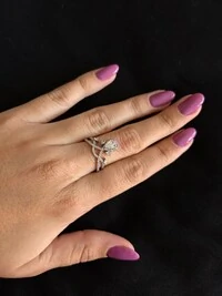 Anel Gota Ponta Cristal Prata 925 Ródio