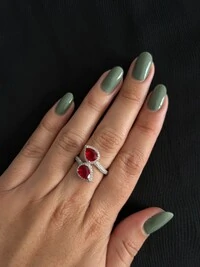 Anel Torcido Gota Rubi Prata 925 Ródio