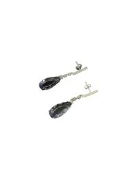 Brinco Pendurado Gota Cristal Tanzanita Prata 925 Ródio