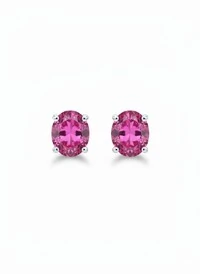 Brinco Oval topázio rosa 10 mm Prata 925 Ródio