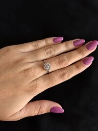 Anel Flor pequena zircônia Prata 925 Ródio