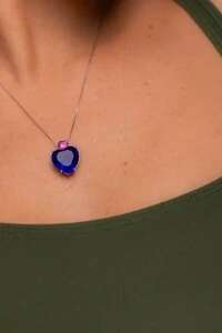 Colar Coração Tanzanita topázio rosa Prata 925 Ródio