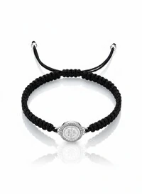 Pulseira São Bento macramê preta Prata 925 Ródio