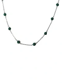 Colar bolinha esmeralda Prata 925 Ródio
