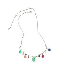 Colar Colors Pedras Penduradas Prata 925 Ródio