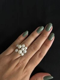 Anel Pérola Cheio Prata 925 Ródio