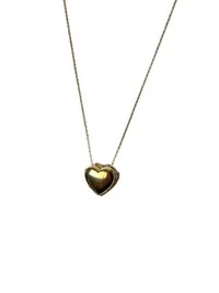 Colar Relicário coração com pedras Prata 925 Ouro 18 k