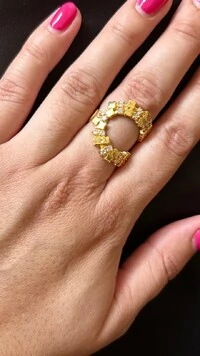Anel ferradura ajustável zircônia Prata 925 Ouro 18 k