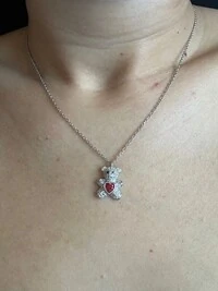 Colar Urso Rubi Prata 925 Ródio
