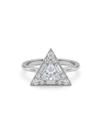 Anel Triangular Zircônia Prata 925 Ródio