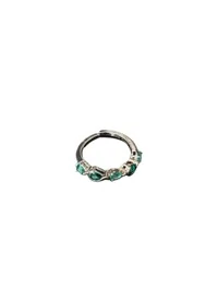 Anel Cristal Verde Ajustável Prata 925 Ródio