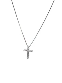 Colar Cruz zircônia Prata 925 Ródio